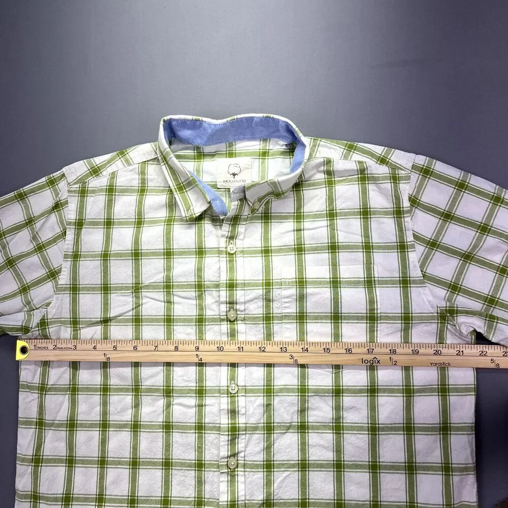 Mocotono Men's Long Sleeve‎ Green Plaid Button Up Size L Casual
